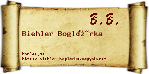 Biehler Boglárka névjegykártya